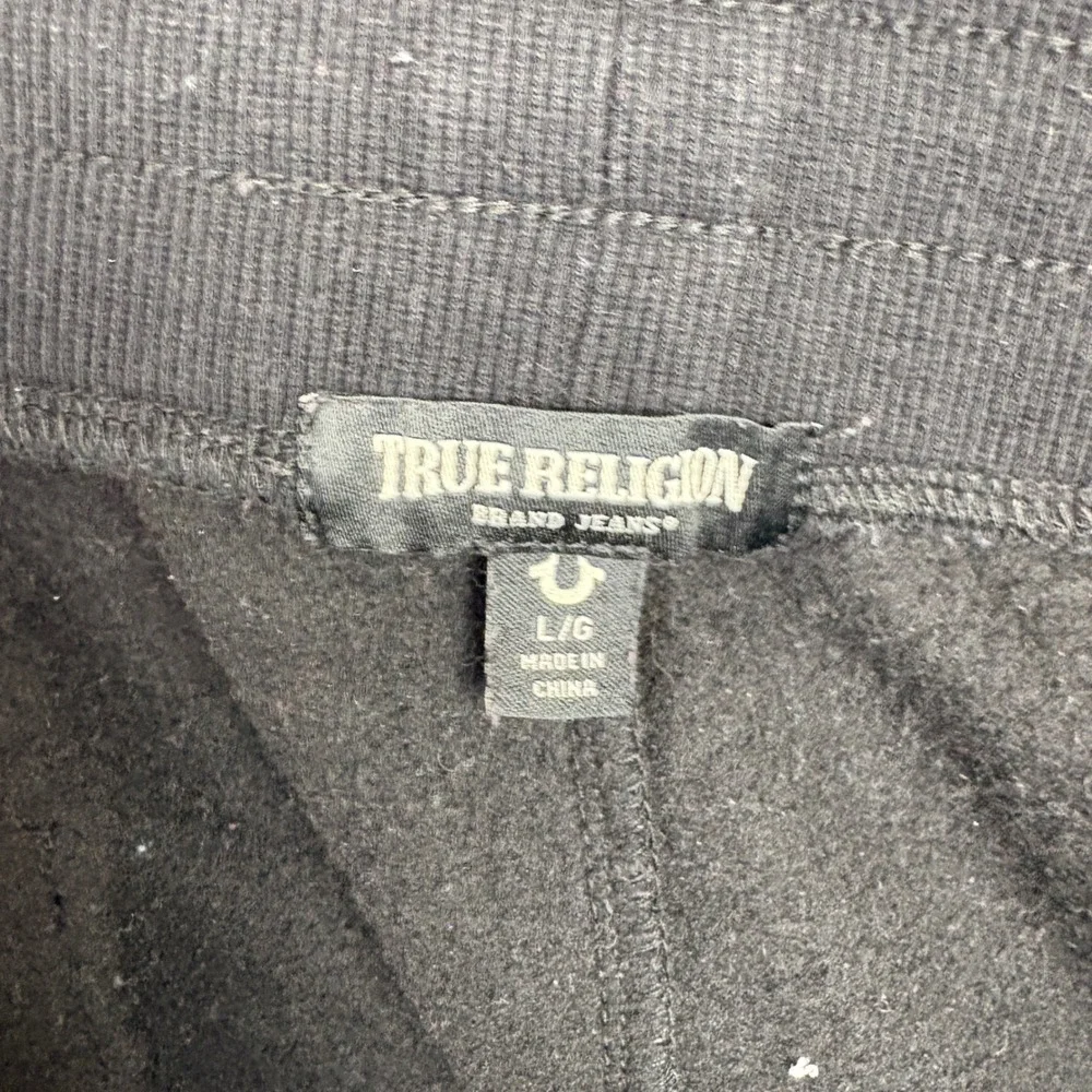 True Religion Sweatpants Men Large Black Horseshoe Fleece Streetwear Y2K Joggers